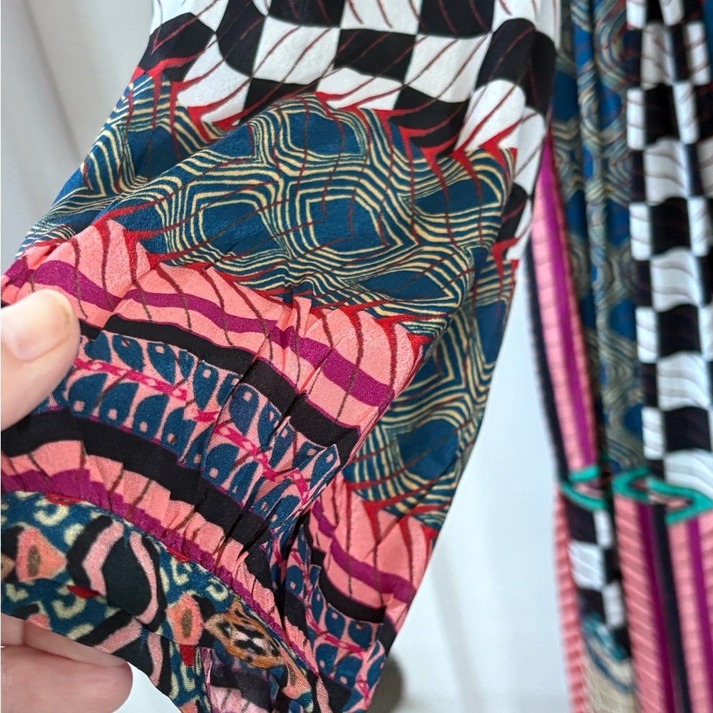 Colorful Silky Geometric Maxi Dress - Picture 5 of 7